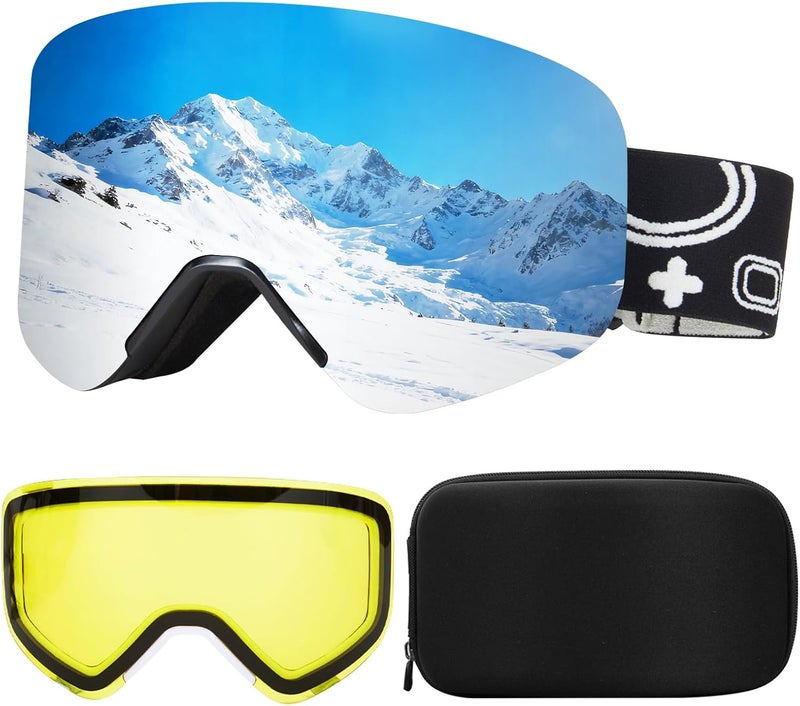 MXJ Gear Ski Goggles,OTG Snowboard Goggles Magnetic Interchangeable Lens,UV Protection Anti-fog,YH879B Snow Goggles for Men Women - Image 1
